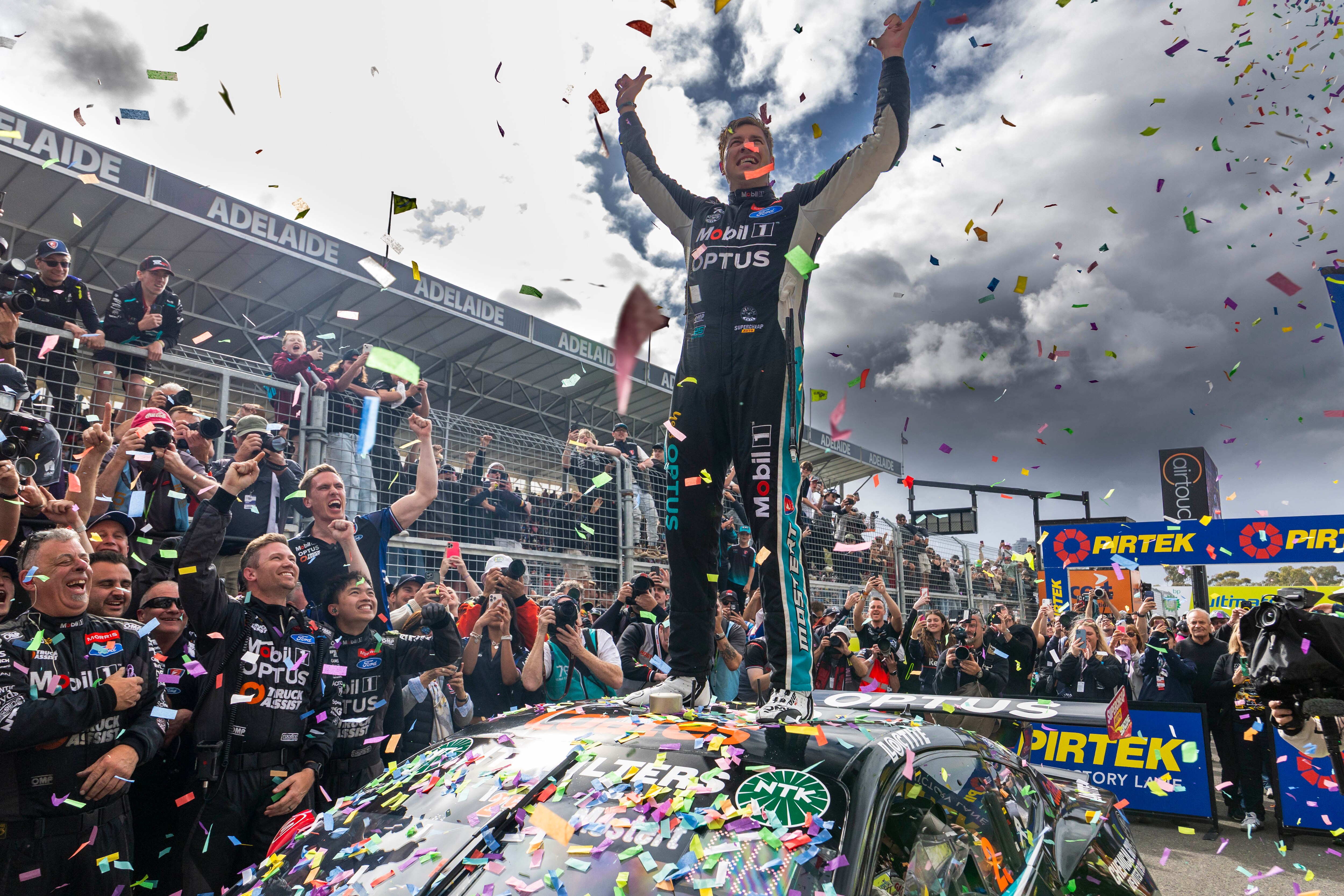 Chaz Mostert celebrates winning the 2025 Supercars Championship